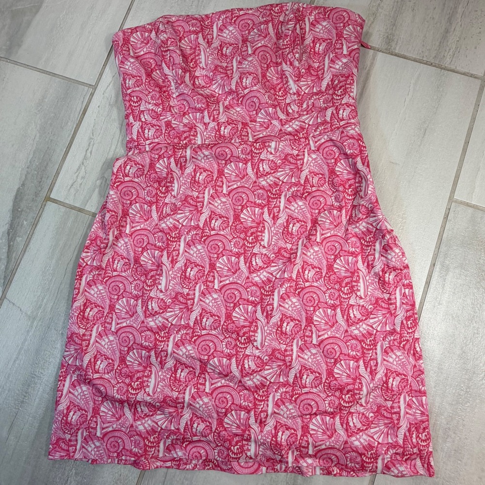 Vineyard Vines Pink Seashell Strapless Mini Dress 8 2Q0779 Nautical Summer